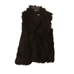 Black Faux Fur Fuzzy Accent Vest